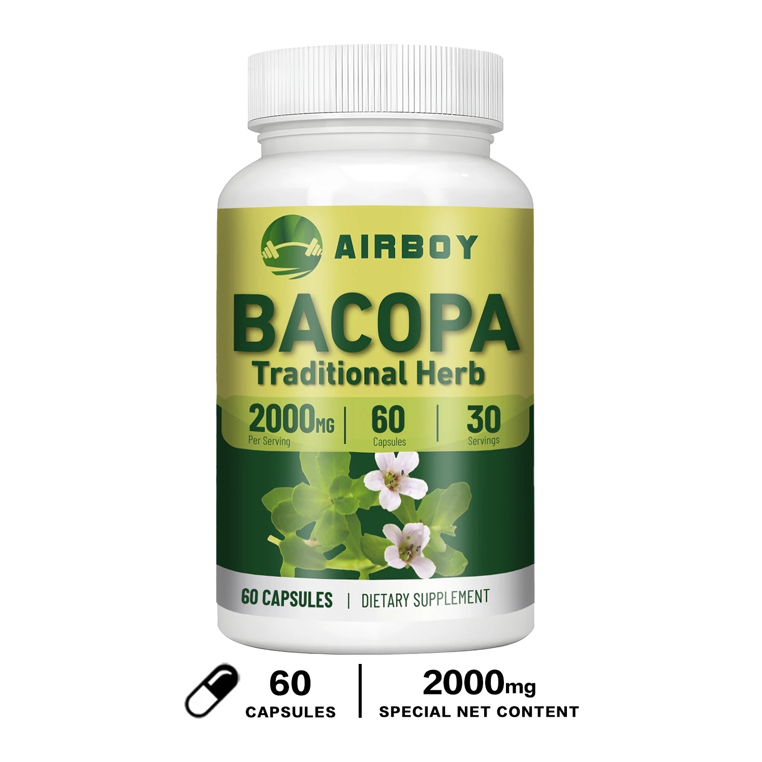 Bacopa Monnieri Extract - Boosts Brain Health Supports Performance Cognition and Focus Enhances Energy and Stamina