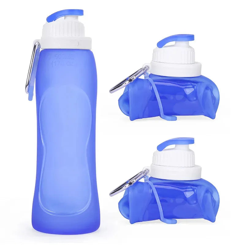 2023 New Mountaineering Cycling Sports Water Bottle Foldable Convenient Water Bottle Food Grade Silicone Water Cup