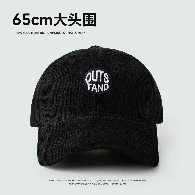 Big Head Baseball Caps for Men Corduroy Warmth Windproof Autumn Winter Embroidered Hat Women Snapback Cap Trucker Hat Gorras