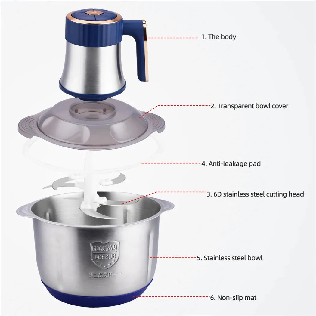 Electric Meat Grinders Food Crusher 6S Stainless Steel Multifunctional Vegetable Slicer Processor Chopper Kitchen Appliances