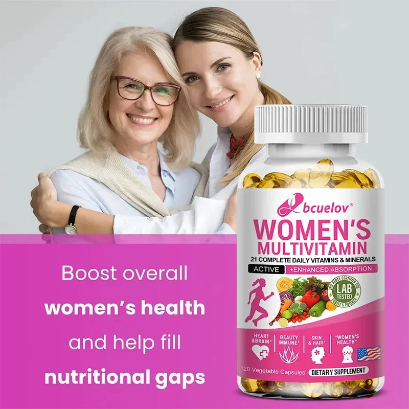 Bcuelov Daily Multivitamin for Women - Multivitamin and Multimineral Supplement for Skin Hair Health Energy Immune Support