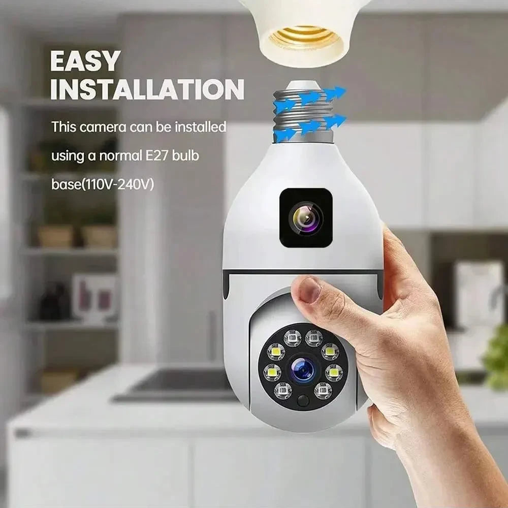 4MP E27 HD Dual Lens Bulb Camera WiFi Surveillance Night Vision 360 PTZ Camera Human Tracking Indoor CCTV Security Monitor