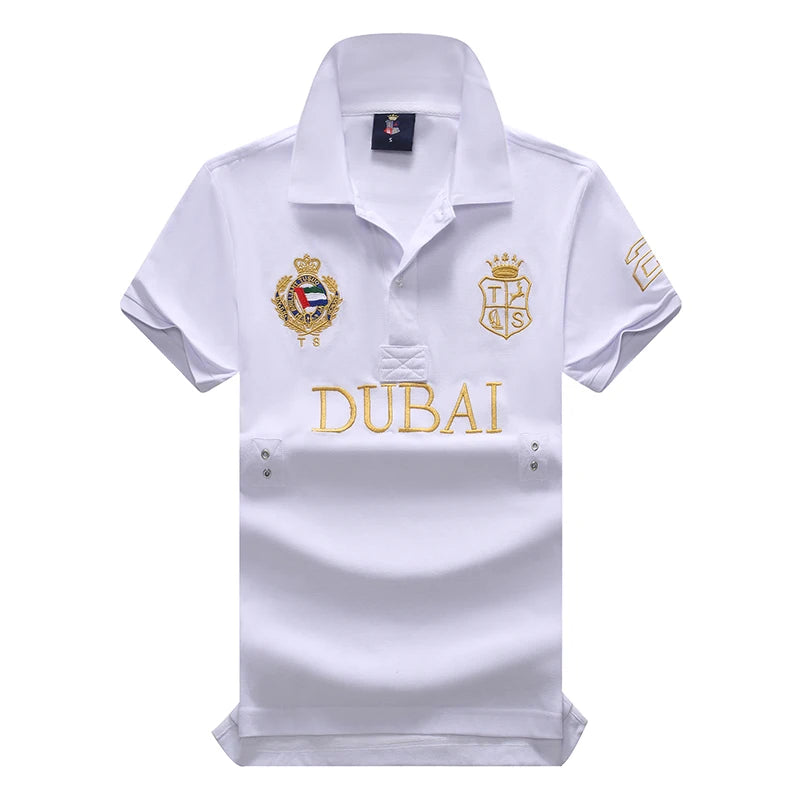 Men's polo shirt UAE Dubai short Royal casual  sport party high-end cotton embroidery luxury contrast color original design