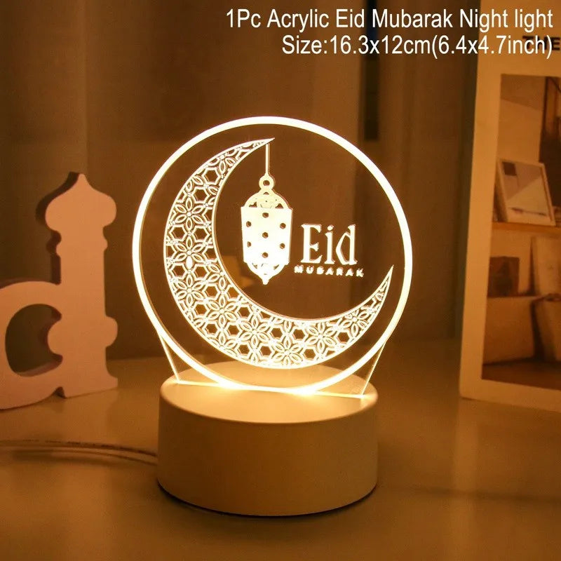 Eid Mubarak 3D Led Lamp Ramadan Night Light Led Moon Star Eid Bedroom Decoration Light Ornament Ramadan Decoration For Home 2025