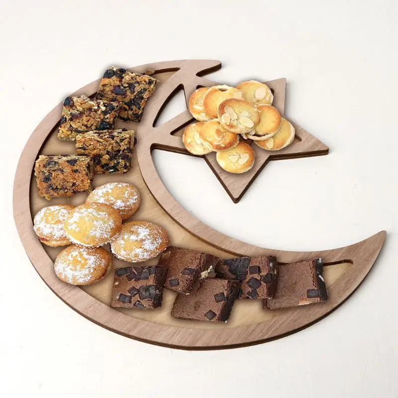 2021 Crescent Moon Srar Eid Ramadan Party Food Serving Tableware Holder Decor Ornament Dessert Pastry Tray Display cake stand