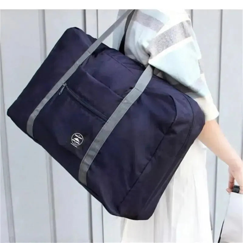 1Pc Red/Navy/Green Multifunctional Folding Travel Bag Single Shoulder Hand Luggage Bag Large Capacity Luggage Storage Waterproof