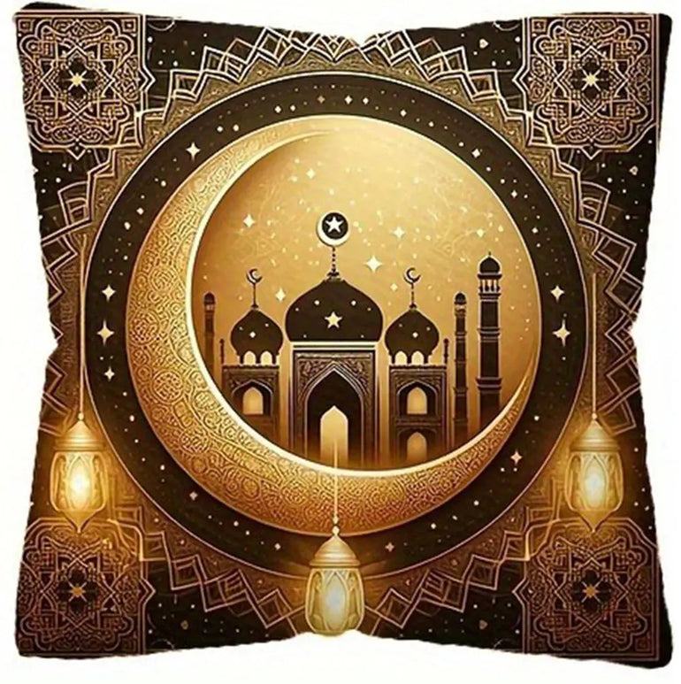 Light Luxury Ramadan Printed Pillowcase Nordic Home Decor Pillowcase Holiday Bedroom Living Room Decor Polyester Cushion Cover