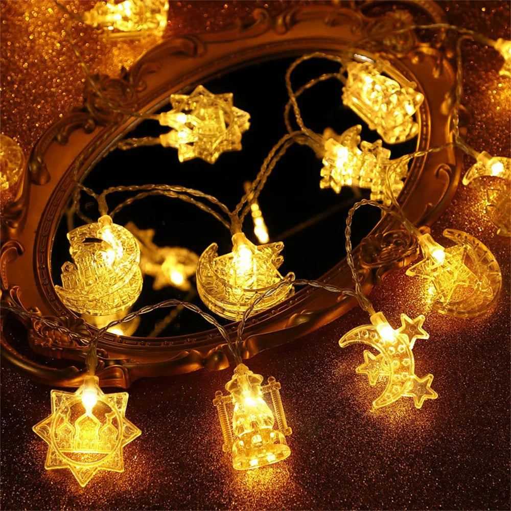 1.5M 10led Eid Mubarak Star Moon Led String Lights Ramadan Kareem Decoration for Home 2025 Islamic Muslim Festival Party Supplie