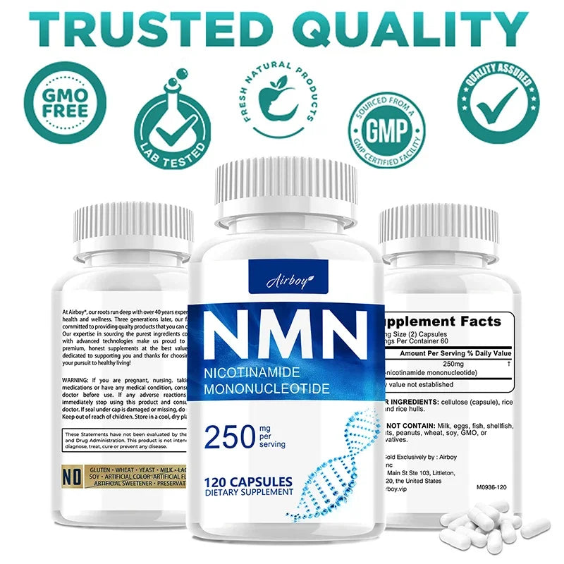 NMN Nicotinamide Mononucleotide - Supports Cell Repair and Growth, Reduces Wrinkles and Increases Skin Elasticity