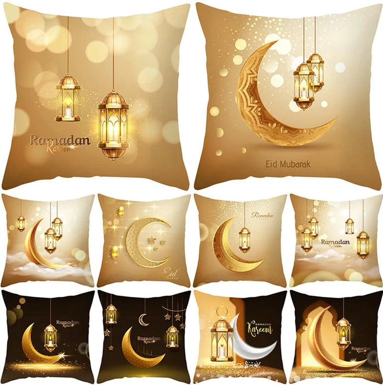 2024 Eid Mubarak Pillowcase Decor for Home Sofa Cushion Cover Islamic Ramadan Kareem Decoration Mosque Muslim Pillow Cover Gifts