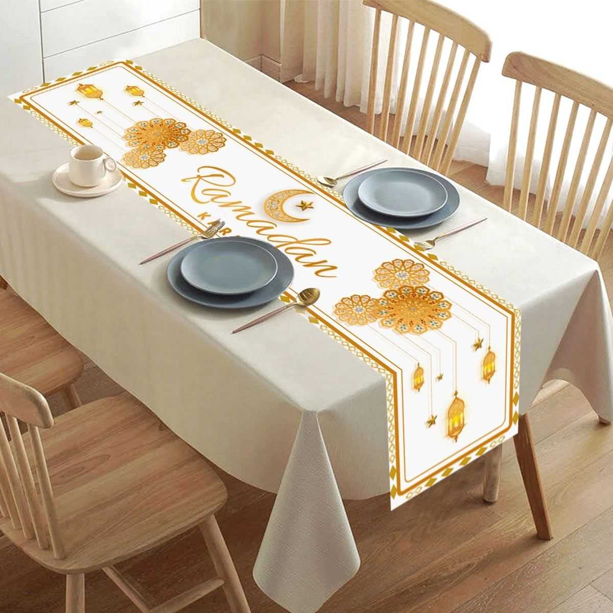 Ramadan Kareem Table Runner Eid Mubarak Decor 2025 for Home Ramadan Mubarak Islamic Muslim Party Eid Al-Fitr Gifts Ramadan Decor