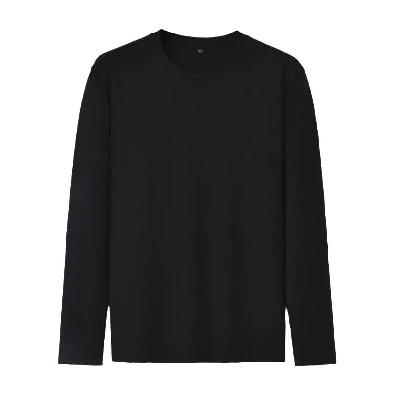 240g Double-Sided Long Sleeve T-Shirt 2024 Autumn Winter New Men's Women's Casual Solid Color Base Layer Top