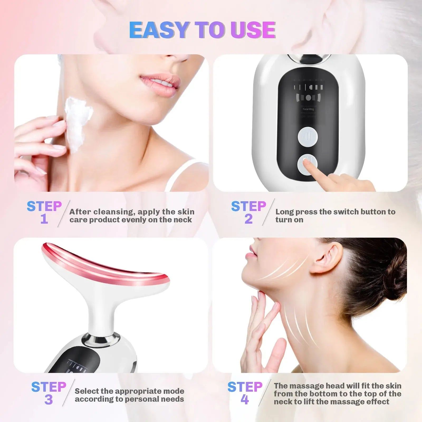 EMS Face Neck Lift Beauty Device Facial Massager Red Light Therapy Double Chin Remover Skin Rejuvenation Tightening Anti Wrinkle