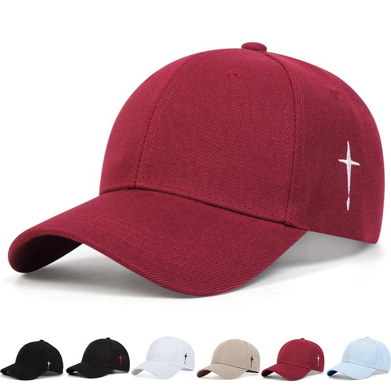 Unisex Simple Cross Embroidery Snapback Baseball Caps Spring and Autumn Outdoor Adjustable Casual Hats Sunscreen Hat