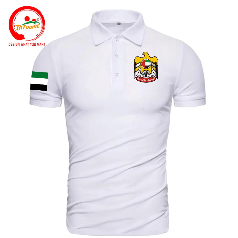 United Arab Emirates ARE UAE Emirati Polo Shirts Men Fashion 100% Cotton Polo Shirt Classic Country Flag Design Nation Team Tops