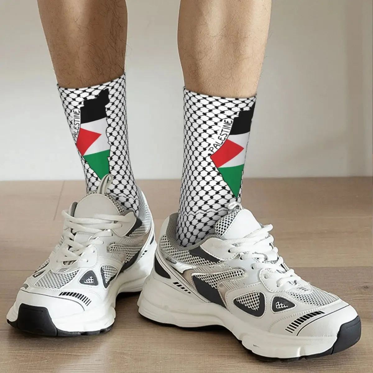 New Male Men Socks Palestine Flag Palestinian Kufiya Hatta Sock Traditional Keffiyeh Pattern Socks Spring Summer Autumn Winter