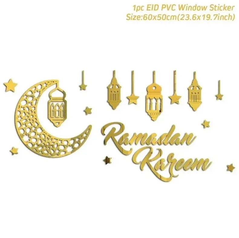 Eid Mubarak Wall Window Stickers Ramadan Decorations for Home 2025 Ramadan Kareem Islamic Muslim Party Decor Eid Mubarak Gifts