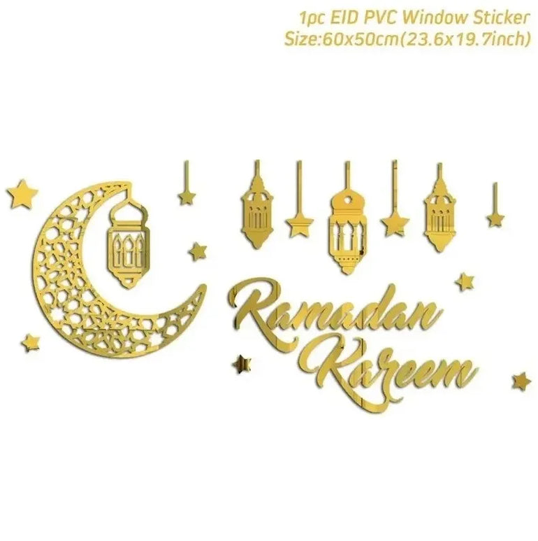 Eid Mubarak Wall Window Stickers Ramadan Decorations for Home 2025 Ramadan Kareem Islamic Muslim Party Decor Eid Mubarak Gifts