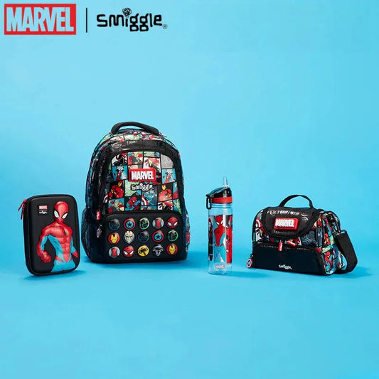 Smiggle Marvel Superhero Spider-Man Children Stationery School Bag Lunch Bag Lunch Box Pencil Box  Water Cup Student Gift