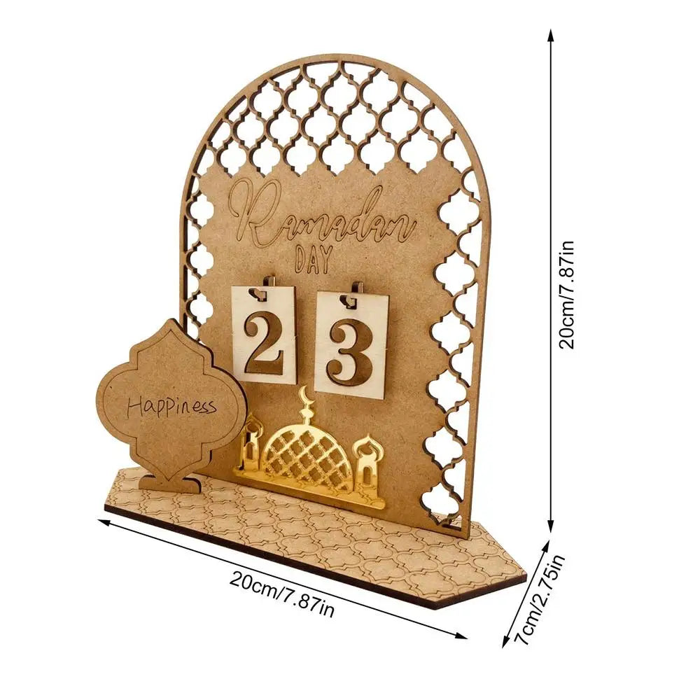 Wooden Ramadan Countdown Calendar Gifts Day of Ramadan Calendar with Replacing Number 2024 Eid Mubarak Home Decoration Ornament