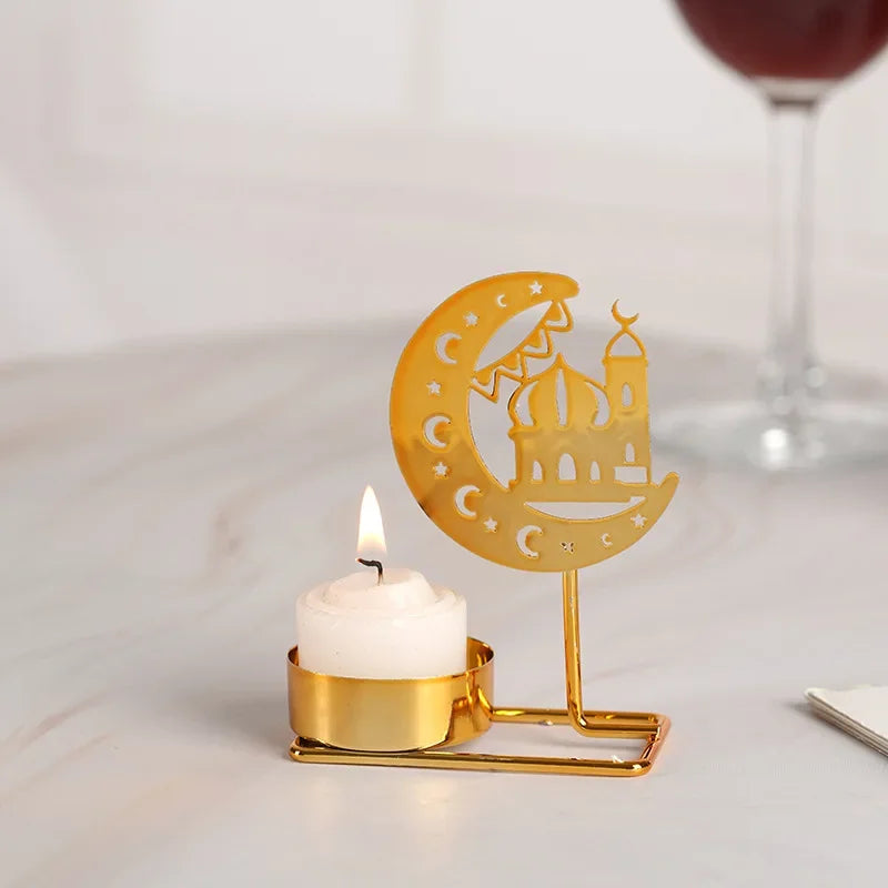 Eid Mubarak Candle Holder Metal Ramadan Home Decoration 2025 Room Dining Table Ornament Kareem Islam Muslim Party Supplies Gift