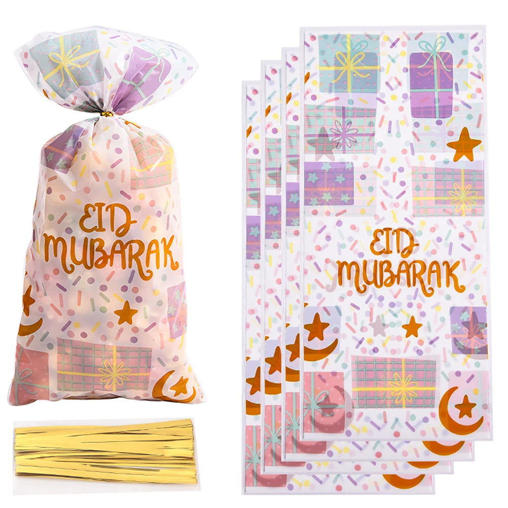 50/100pcs Ramadan Goodie Bags,Eid Mubarak Sweets Bags,Eid Gifts For Islamic Muslim,Eid Al-Fitr Candy Bags Ramadan Kareem Decor