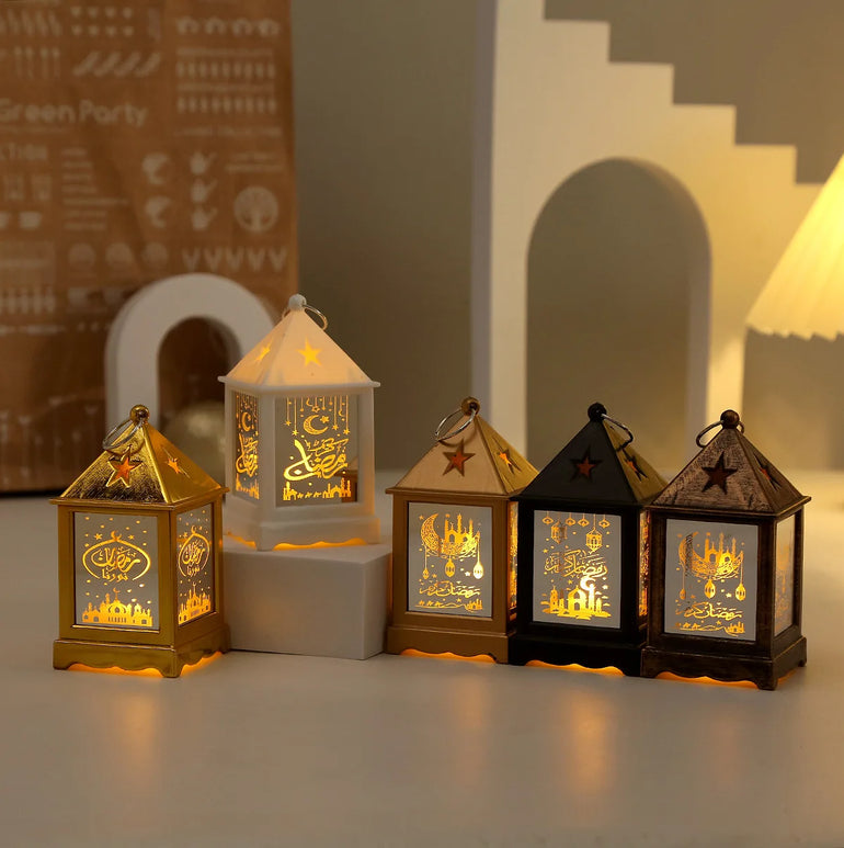 Eid Mubarak LED Lantern Creative Night Light Lamp Ramadan Kareem Decorations 2025 Muslim Ramadan Festival Lantern For Party