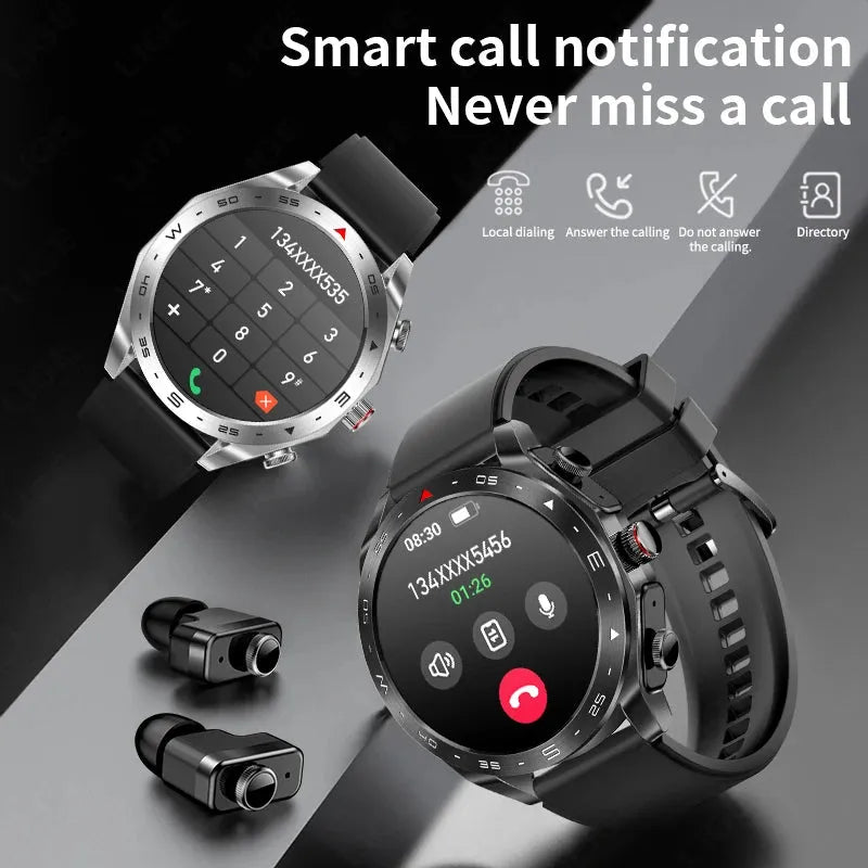 LIGE With Earbuds Bluetooth Headset Smartwatch Women Speaker Tracker Music Sport Watch Men Waterproof Smart Watch AMOLED Screen