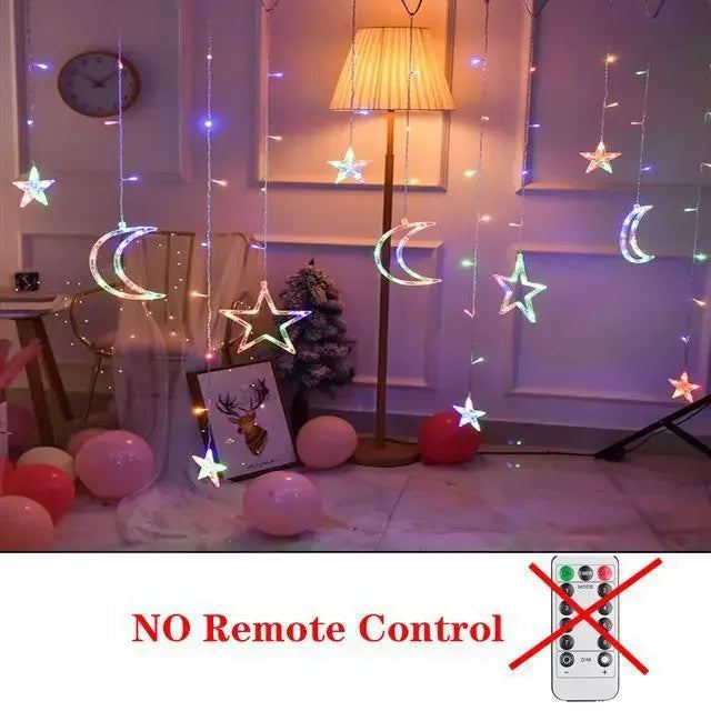 Star Moon Led Curtain Garland String Light EID Mubarak Ramadan Decoration for Christmas Home 2025 Islam Muslim E