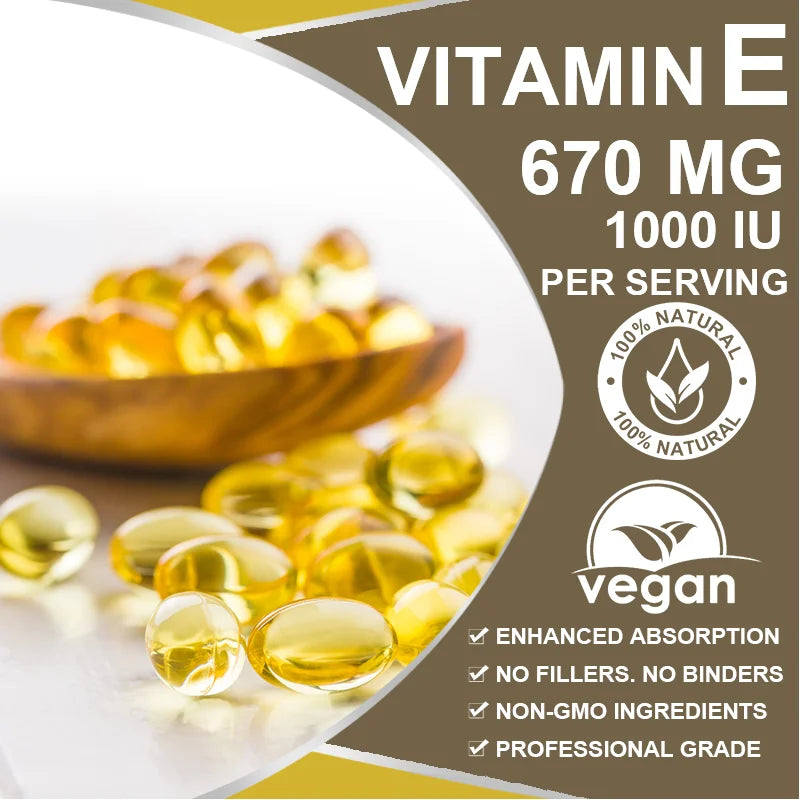 Alxfresh Vitamin E 670 mg (1000 IU) Dietery Supplement- Natural Antioxidant Support Cellular Respiration & Cardiovascular Health