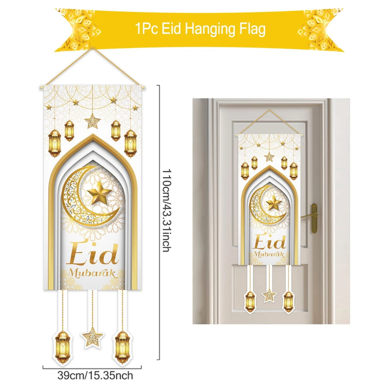 Eid Mubarak Decoration 2025 Hanging Flag Ramadan For Home Door Islamic Muslim Party Decor Ramadan Kareem Banner Eid Al-Fitr Gift