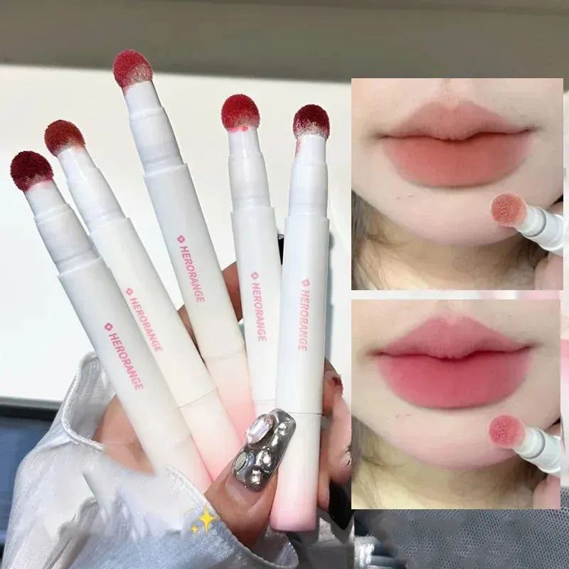 Fluffy Velvet Soft Lip Glaze Liquid Lipstick Waterproof Long Lasting Cream Nude Matte Rose Red Pigment Lip Tint Paste