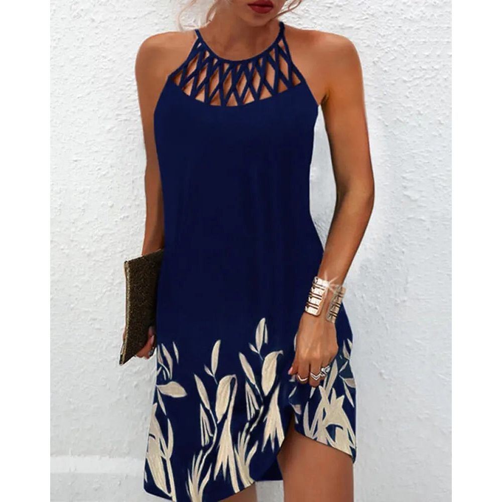 Women's dresses 2022 summer new Casual Sleeveless Vintage Tribal Print Cutout Daily Dress - Jointcorp