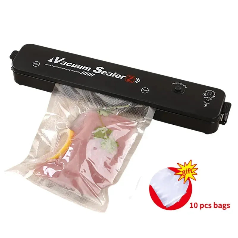 TINTON LIFE 220V/110V Vacuum Sealer Packaging Machine with Free 10pcs Vacuum Bags Household Black Food Vacuum Sealer
