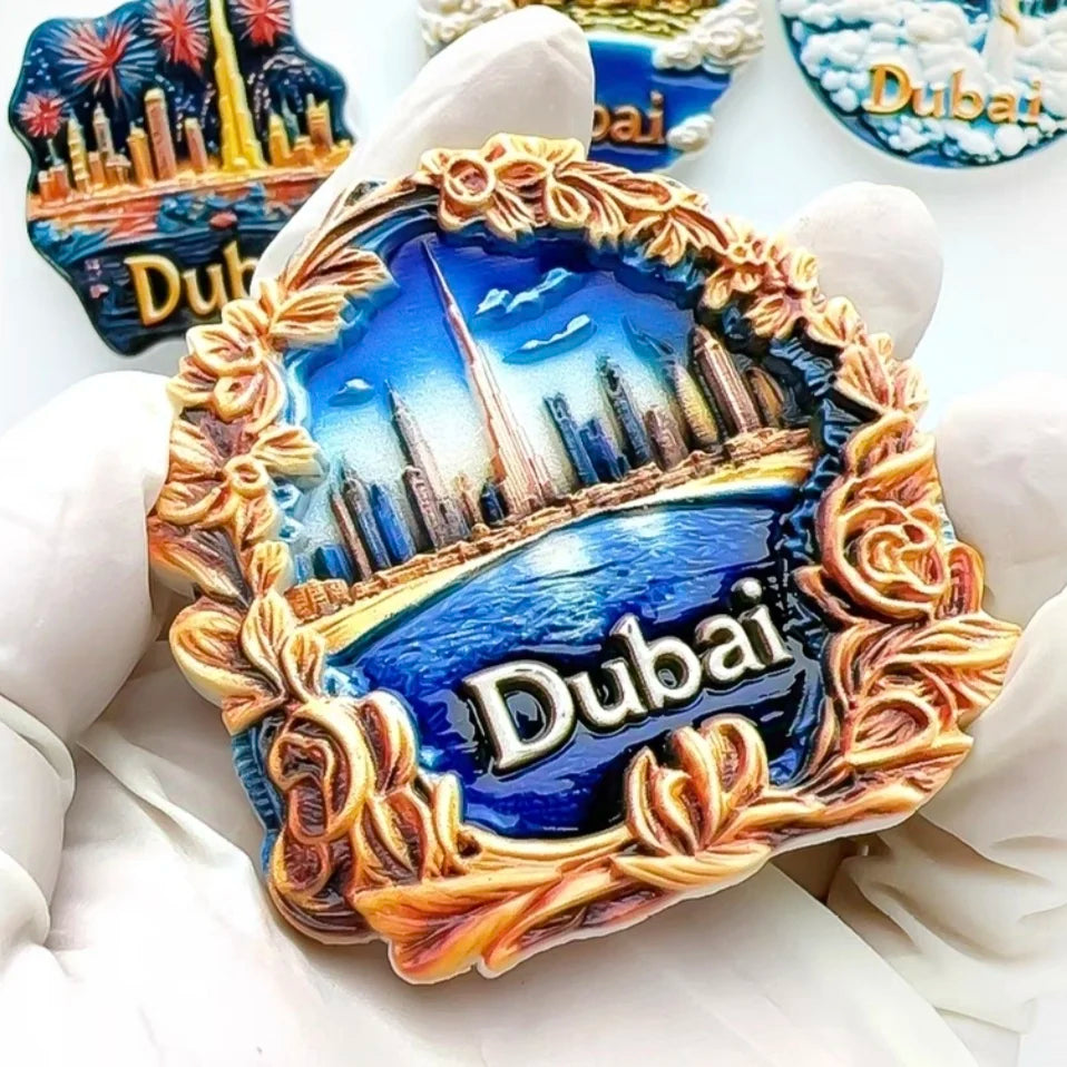 Asia The United Arab Emirates Dubai Resin 3D Fridge Magnets Tourism Souvenir Refrigerator Sticker Handicraft Gift Decoration