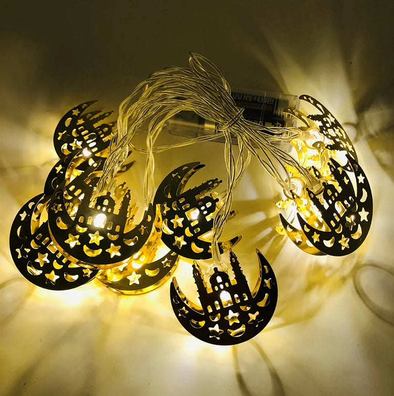 Moon Star Led String Lights EID Mubarak 2024 Ramadan Kareem Decoration For Home Islam Muslim Event Party Supplies Eid Al-Fitr