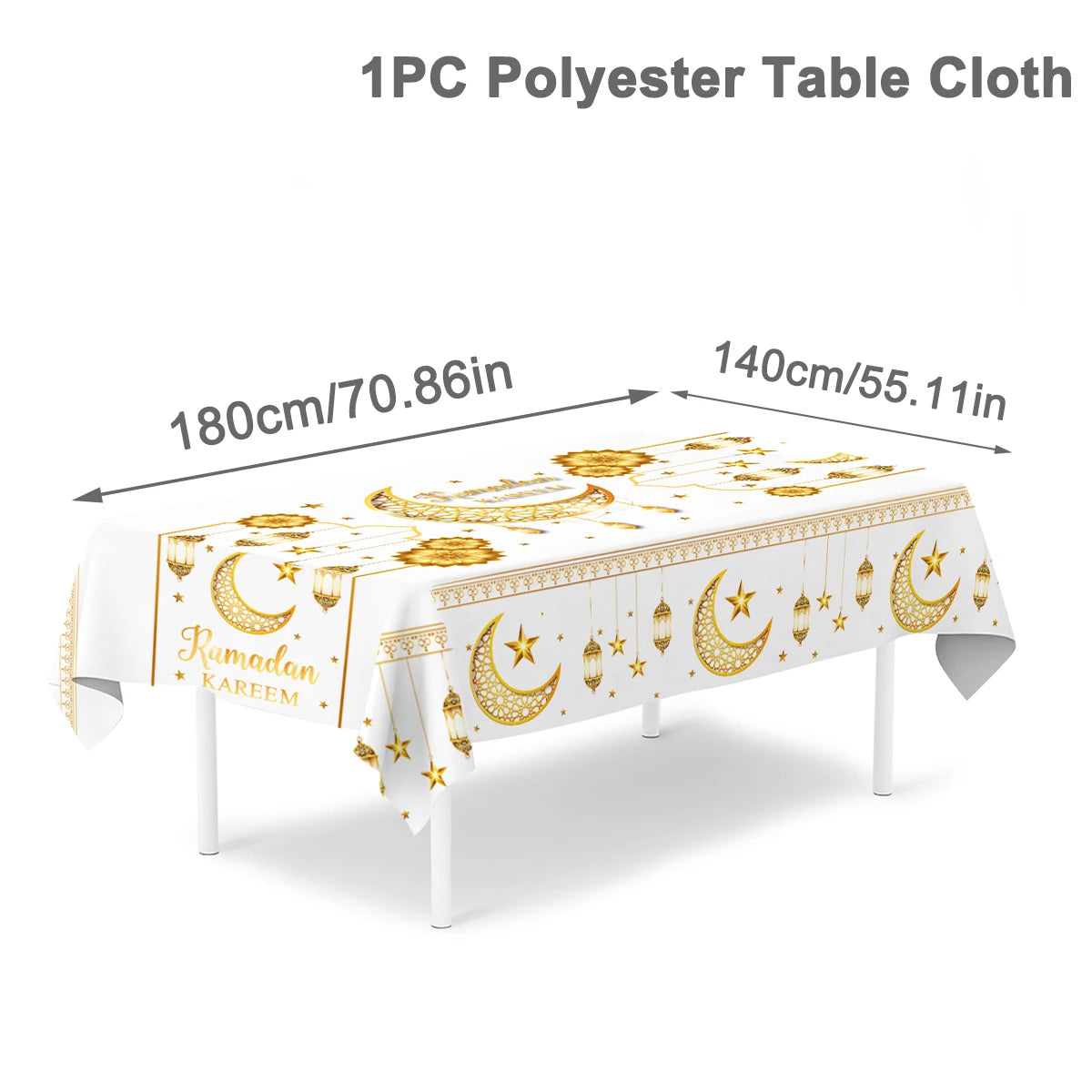 Eid Mubarak Star Moon Tablecloth Ramadan Kareem Decor for Home 2025 Islamic Muslim Party Eid Al Adha Supplies Castle Table Cover