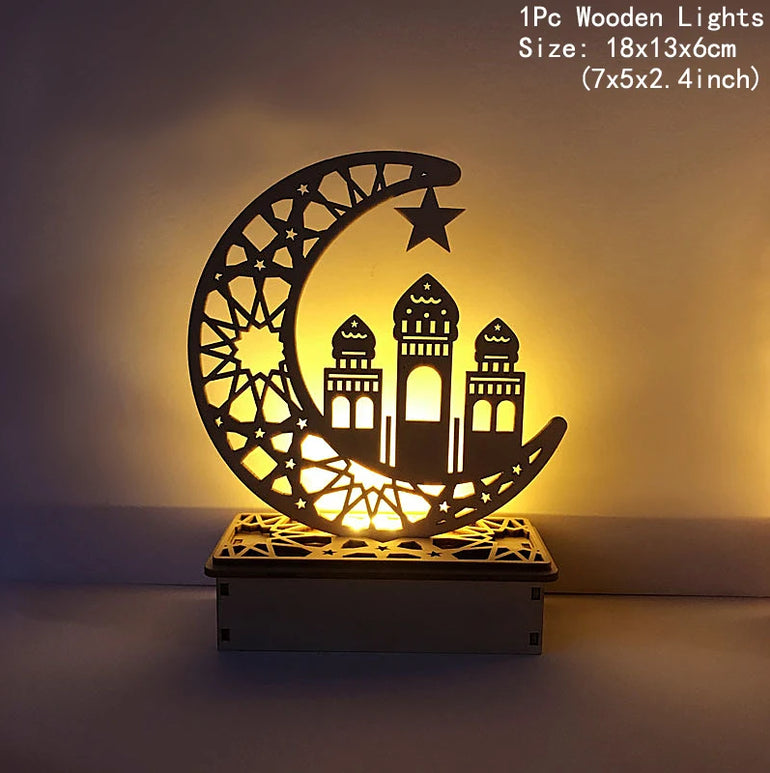 Ramadan Decoration Festival Wooden Moon Star Lights Deco Bedroom Decoration Ramadan 2023 Ramadan Party Lighting Decorative Lamps