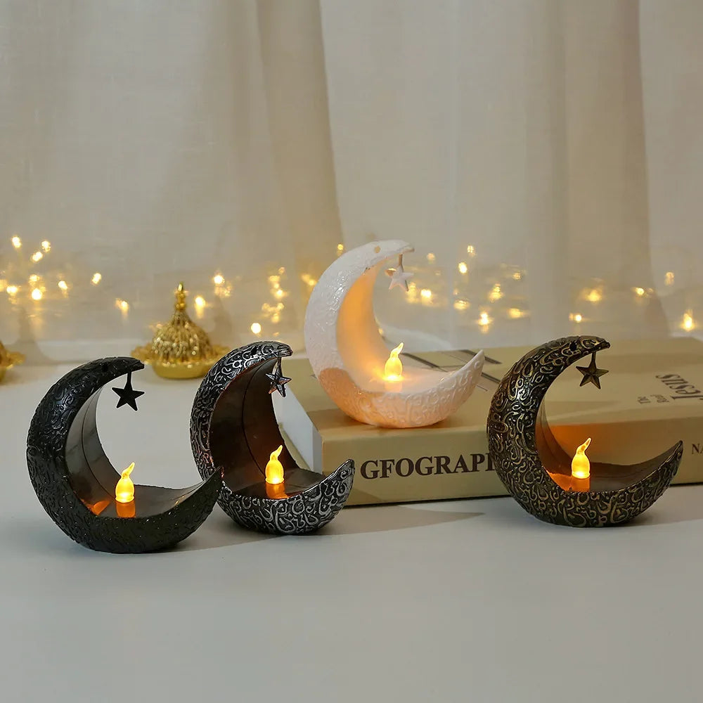 2025 Ramadan Decoration Star Moon LED Candlestick Lamp for Ramadan Kareem Islamic Muslim Home Decor Lamp Eid Mubarak Party Gifts