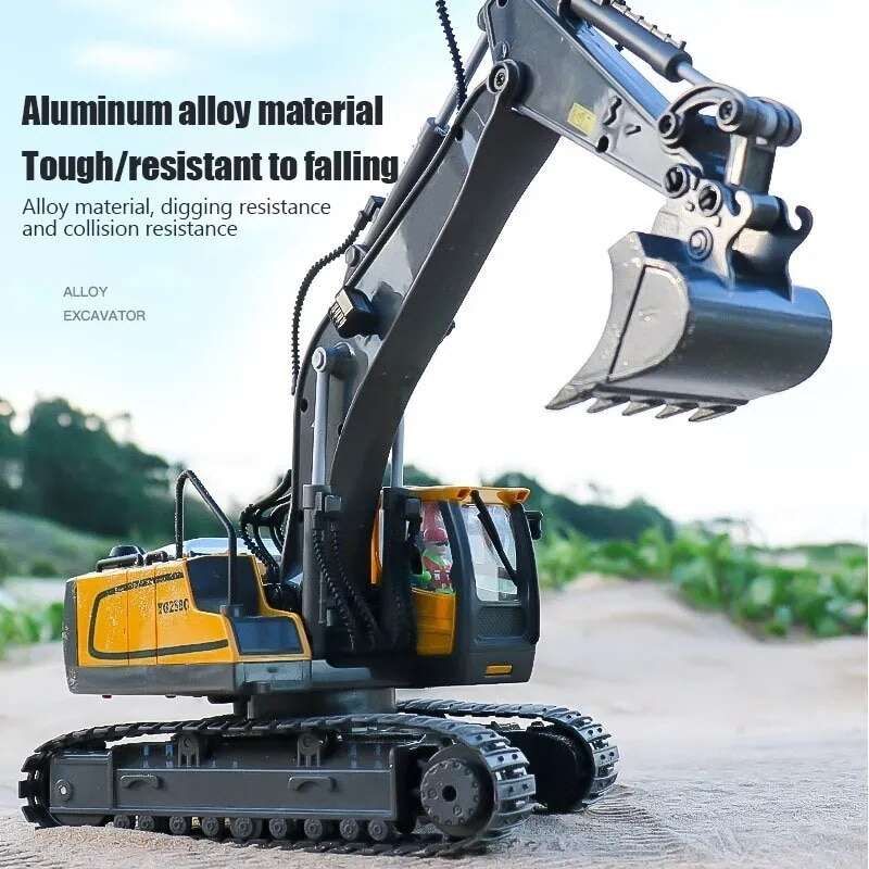 1/20 Scale Remote Control Excavator RC Alloy Car Construction Engineering Vehicle With 680 Degree Rotation Model Toy Kids Gift