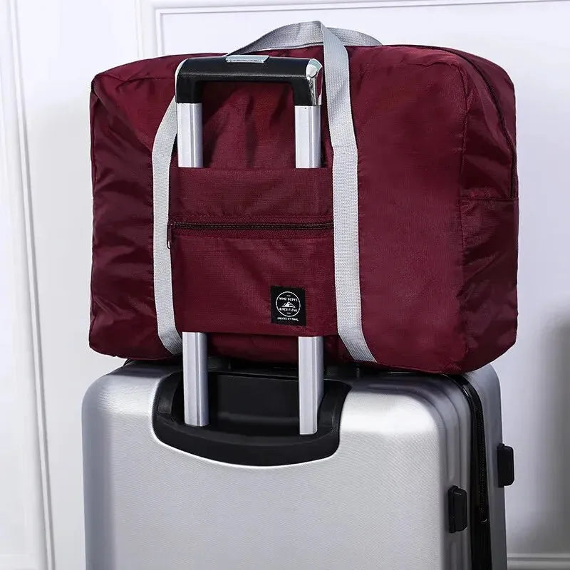 1Pc Red/Navy/Green Multifunctional Folding Travel Bag Single Shoulder Hand Luggage Bag Large Capacity Luggage Storage Waterproof
