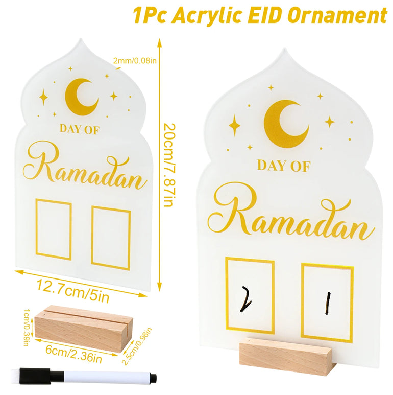 Ramadan Kareem Countdown Calendar Ornament Eid Mubarak Decoration 2025 For Home Muslim Islamic Festival Eid Al-Fitr Party Favors