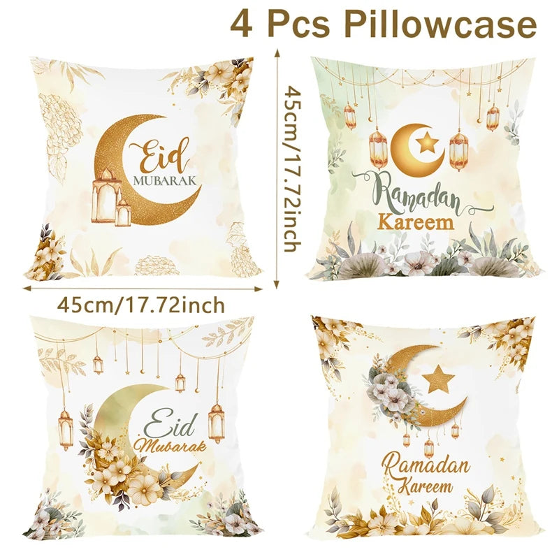 Eid Mubarak Cushion Cover Pillow Case Ramadan Kareem Decoration For Home 2025 Muslim Islam Party Decor Gift Eid Al Adha Supplies