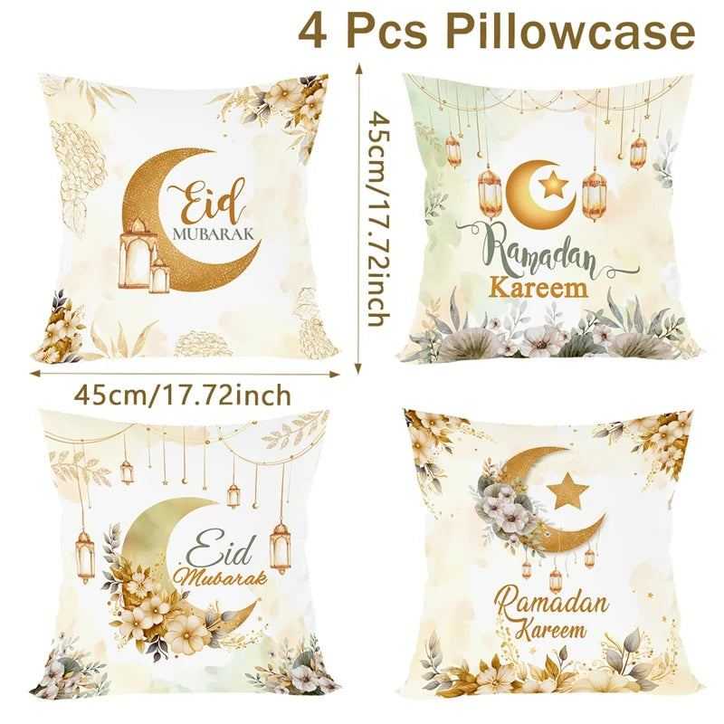 Eid Mubarak Cushion Cover Pillow Case Ramadan Kareem Decoration For Home 2025 Muslim Islam Party Decor Gift Eid Al Adha Supplies