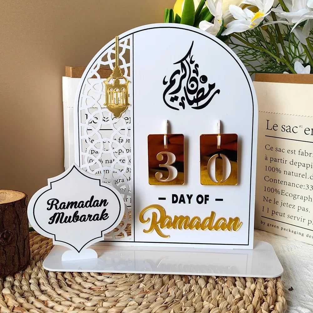 Ramadan Countdown Calendar Acrylic Eid Mubarak Ornament Kareem Ramadan Decoration 2025 For Home Islamic Muslim Party Decor Gifts