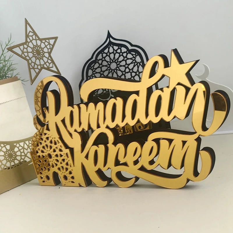 2025 Acrylic Ramadan Ornament Eid al-Fitr Decorations Moon Star Castle Shape Crafts Islamic Muslim Festive Decor Party Gift