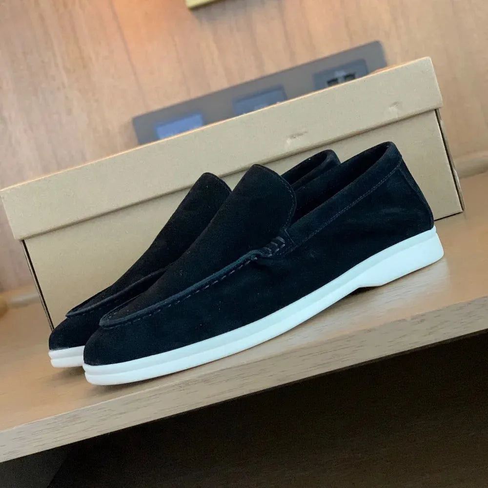 Leather flat bottom casual shoes for Men