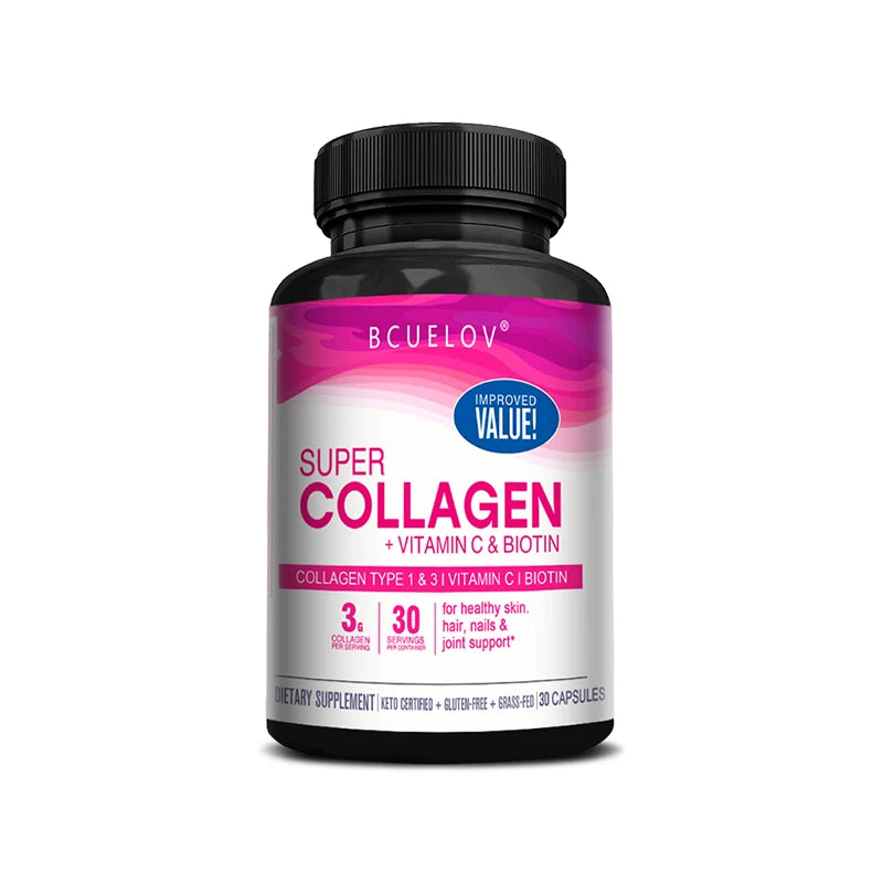 Super Collagen with Vitamin C and Biotin, Skin, Hair and Nails Supplement, Antioxidants, Brightener, Anti-Aging