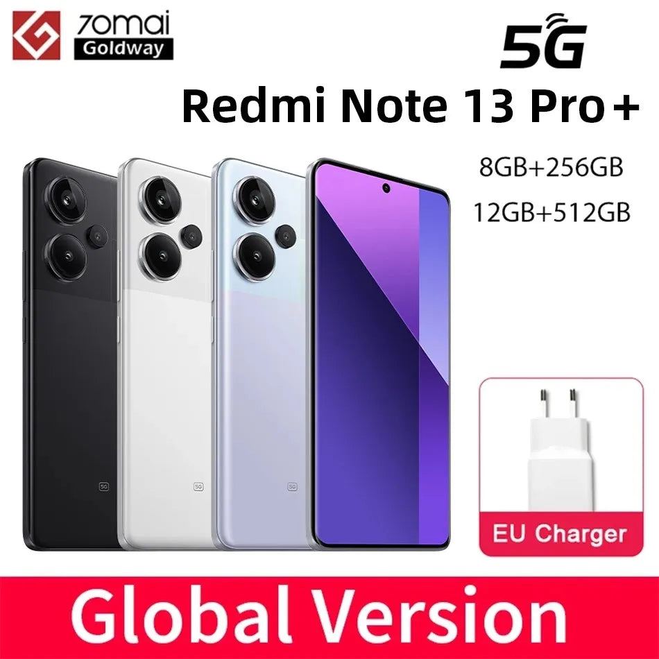 Global Version Xiaomi 5G Redmi Note 13 Pro+ Plus 256GB 512GB MediaTek Dimensity 7200-Ultra 6.67'' Amoled Display 5000mAh Battery