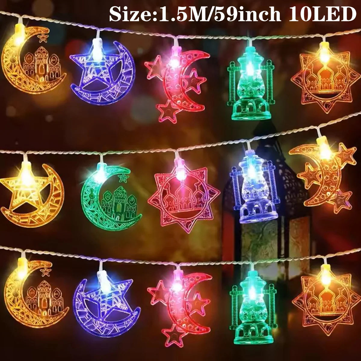 EID Mubarak LED String Lights Ramadan Decoration For Home Islamic Muslim Party Decor 2025 Ramadan Kareem Eid Al Adha Gifts